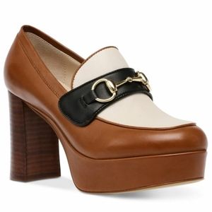 Women's Cinderella Horse-Bit Platform Loafers Cognac